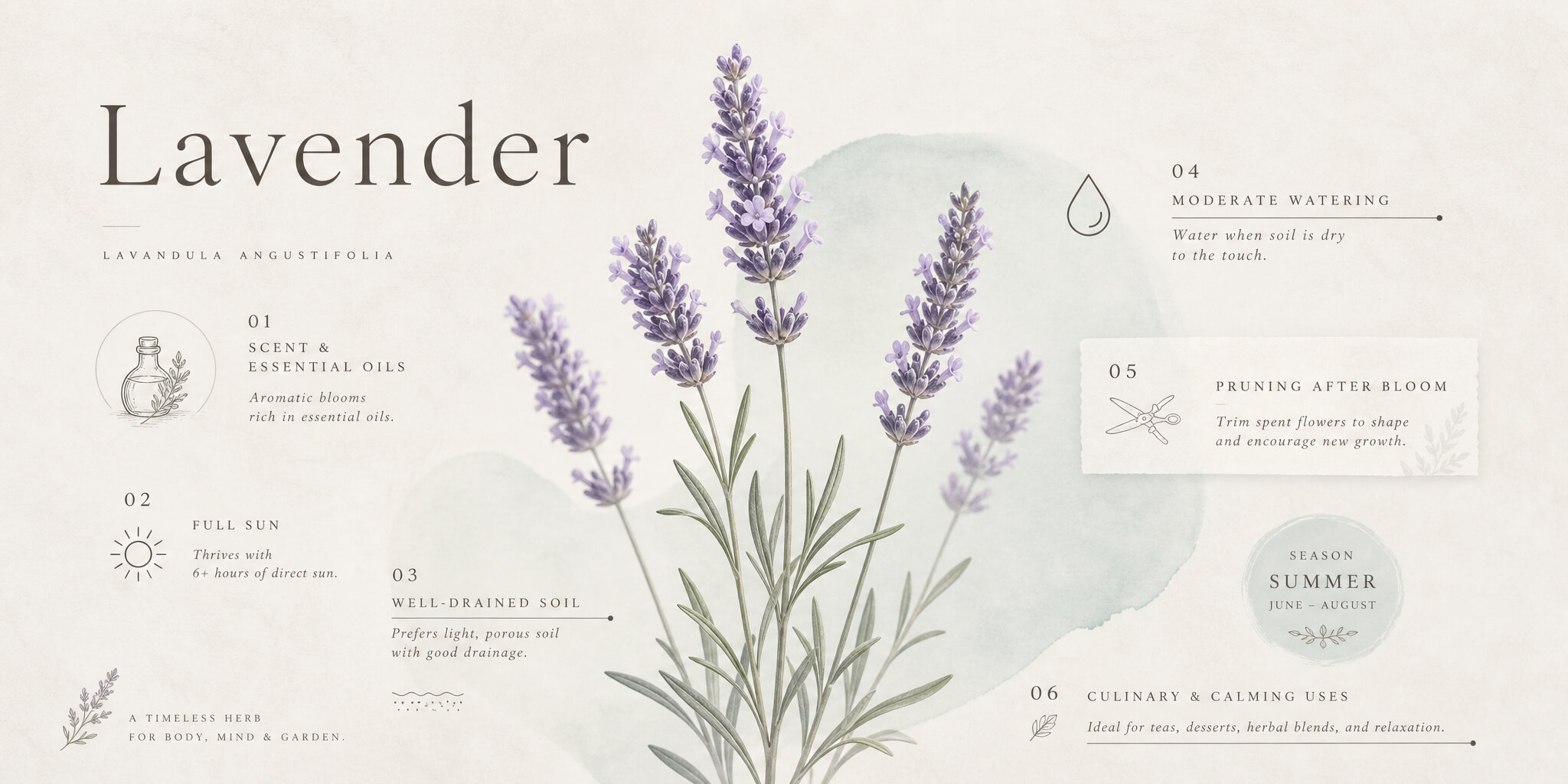 Lavender botanical knowledge card